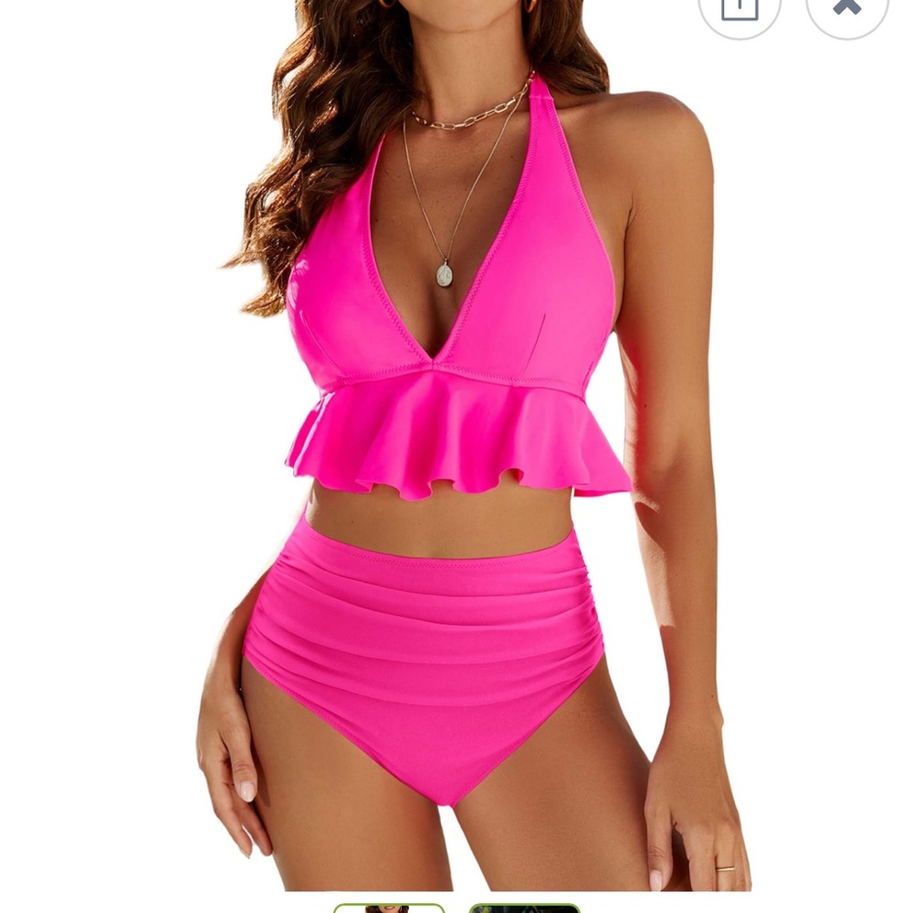 Vibrant Pink Ruffled Bikini Set